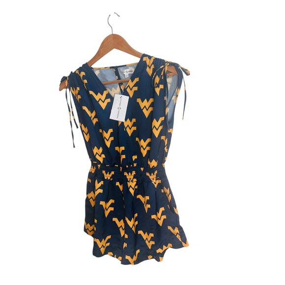 Stewart Simmons WVU Mountaineers Romper Women’s Small Blue Gold Game Day - NWT - Picture 4 of 13